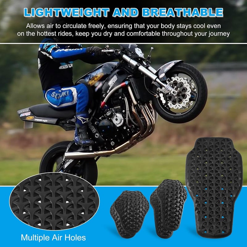 Lyndwin Universal Motorcycle Back Protector Insert, CE Level 2 Armor Insert Pads Set of 5pcs Level 1 Back Armor Protection Pad and Elbow and Shoulder Pads for Motorcycle Jacket, Black - Image 2